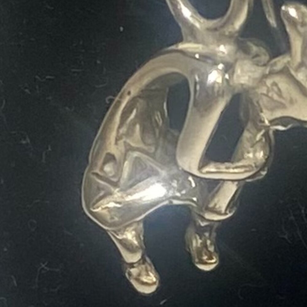 Vintage Kokopelli Flute Player Earrings Sterling Silver with Engraving - Picture 3 of 4